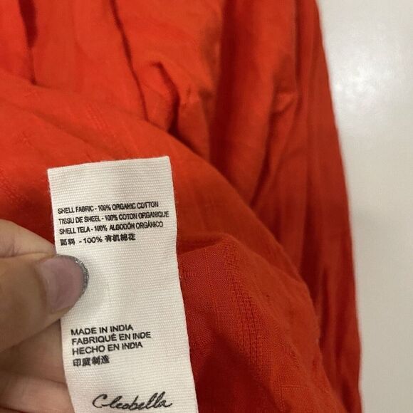 CLEOBELLA Ryan Red organic cotton button front sleeve tie blouse top US Small - Picture 5 of 6